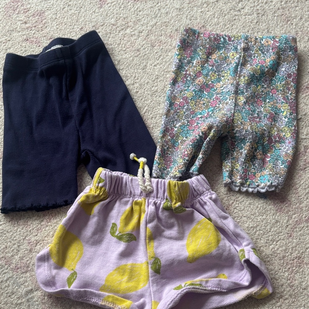 Zara Girls Navy, Floral & Lavender Lemon Print Skorts Trio